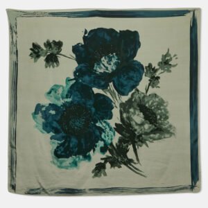 Valentino Grey Floral Print Silk Scarf