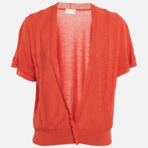 luxury-women-valentino-used-clothes-p1105097-001 Valentino Red Cotton Blend Button Front Cardigan M