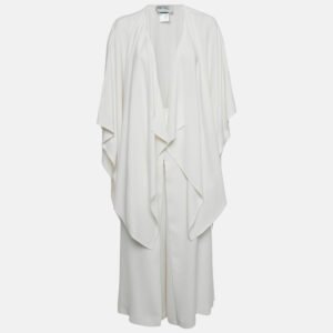 Valentino White Crepe Wide Leg Trousers and Cape Shrug Set S/One Size