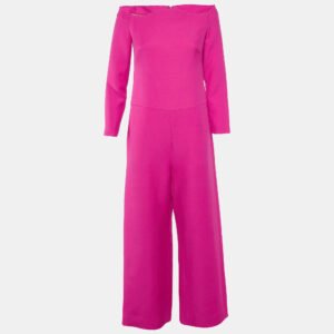 Valentino Pink Wool Blend Off-Shoulder Jumpsuit S