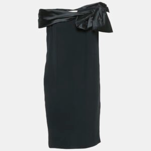 Valentino Vintage Black Silk Bow Detail Mini Dress L