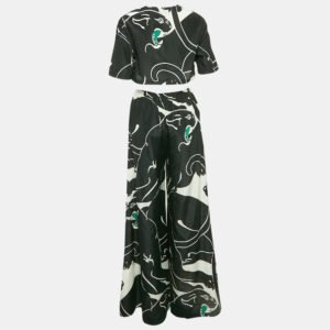Valentino Black/White Printed Cotton Blend Top and Trousers Set S