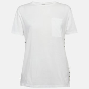 Valentino White Rockstud Detail Jersey T-Shirt XS