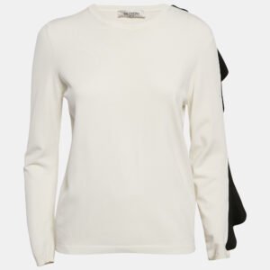 luxury-women-valentino-used-clothes-p1152027-002 Valentino White Knit Frill Sleeve Jumper L