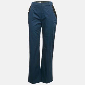 Valentino Navy Blue Cotton Embellished Pocket Trousers M
