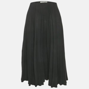 Valentino Black Crepe Pleated Midi Skirt M