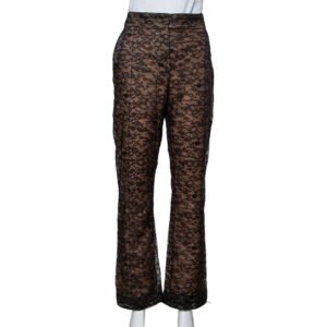 Valentino Black Lace Overlay Flared Trousers L