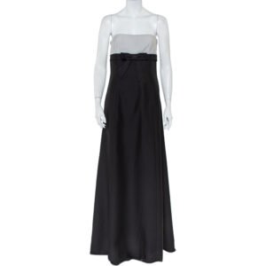 luxury-women-valentino-used-clothes-p421063-006 Valentino Black & White Wool & Silk Blend Bow Detail Strapless Tube Dress M