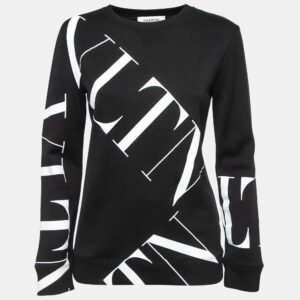 Valentino Black VLTN Print Cotton Crew Neck Sweatshirt XS