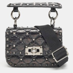 Valentino Black Leather Micro Rockstud Spike Crossbody Bag