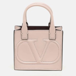 Valentino Garavani Blush Pink Leather Mini VLogo Walk Pouch