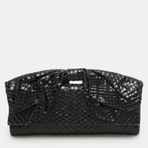 Valentino Black Python Bow Clutch