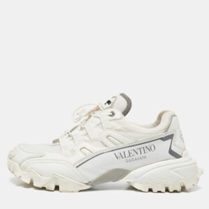 Valentino White Leather and Mesh Climbers Lace Up Sneakers Size 40
