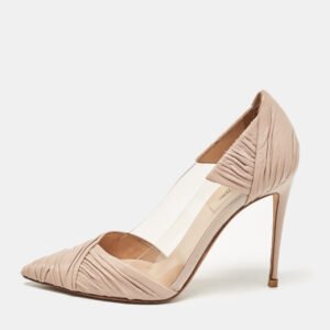 Valentino Beige Leather and PVC B-Drape Pumps Size 38