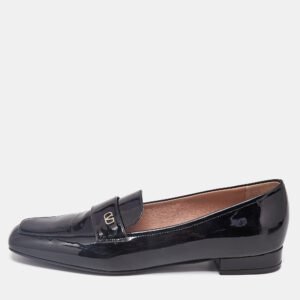 Valentino Black Patent Leather Vlogo Loafers Size 39.5