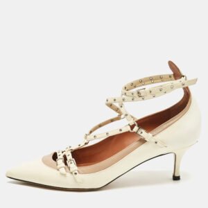 Valentino Off White Leather Love Latch Pumps Size 39