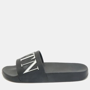 Valentino Black Rubber VLTN Pool Slide Flat Size 40