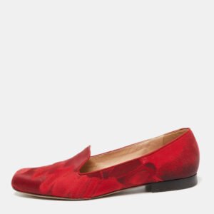 Valentino Red Satin Embroidered Smoking Slippers Size 40