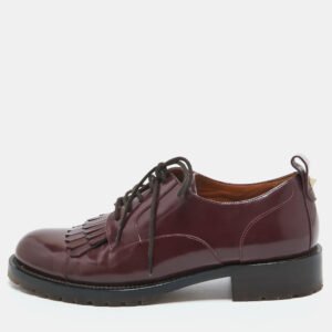 Valentino Burgundy Patent Leather Fringe Derby Size 37
