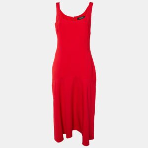 Versace Red Crepe Sleeveless Dress M