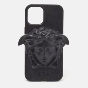 Versace Black Rubber La Medusa iPhone 12/12 Pro Cover