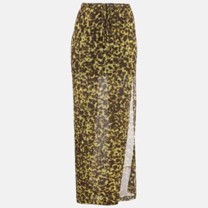 Versace Le Bonitas Yellow Leopard Print Mesh Cover-Up Set L