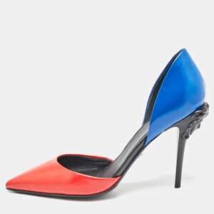 Versace Blue/Red Leather Medusa Heel Pumps Size 39