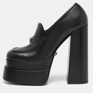 Versace Black Leather Juno Platform Pumps Size 41