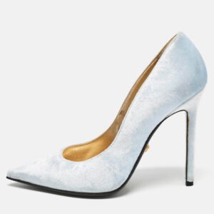 Versace Blue Velvet Pointed Toe  Pumps Size 39.5