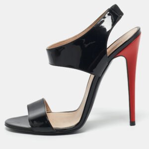 Versace Black Patent Leather Ankle Strap Sandals Size 40