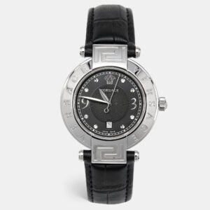 luxury-women-versace-used-watches-p1145083-001 Versace Black Stainless Steel Embossed Leather Reve 68Q Women's Wristwatch 35 mm