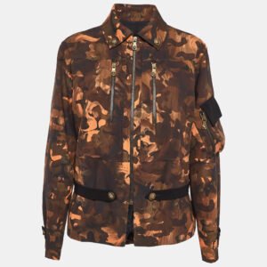 Versus Versace Brown Camouflage Print Jersey Zip-Up Jacket XS