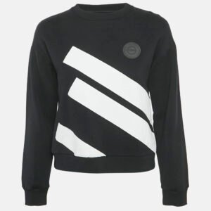 Versus Versace Black Striped Cotton Knit Applique Detail Sweatshirt XS