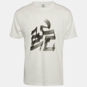 Vetements White Chinese Snake Zodiac Print Cotton Crew Neck T-Shirt S