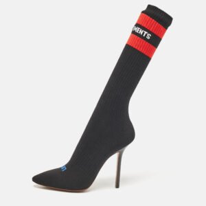 Vetements Black Fabric Sock Runner Ankle Length Boots Size 39