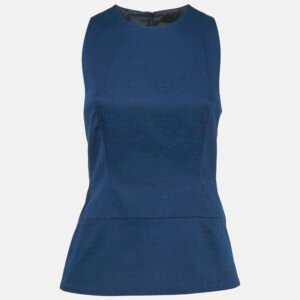 Victoria Beckham Navy Blue Cotton Sleeveless Top M