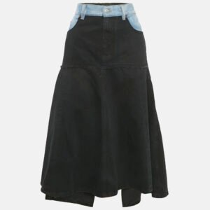 Victoria Beckham Blue/Black Denim Midi Skirt L