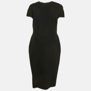 Victoria Beckham Black Crepe Midi Dress L