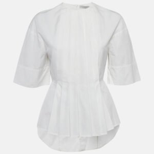Victoria Beckham White Cotton Pleated Top S