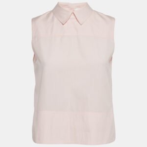 Victoria Beckham Pink Cotton Sleeveless Collared Top S