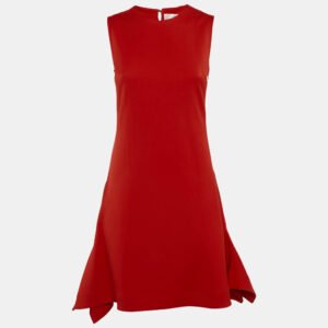 Victoria Victoria Beckham Red Crepe Sleeveless Mini Dress XS