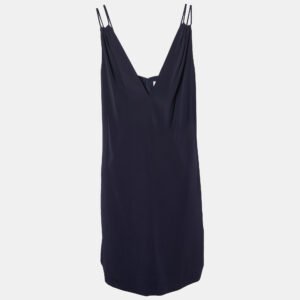 Victoria Victoria Beckham Navy Blue Plunge V-Neck Mini Dress M