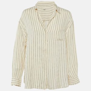 Weekend Max Mara Cream Striped Linen Shirt M