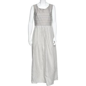 Weekend Max Mara Grey Cotton & Silk Striped Maxi Dress L