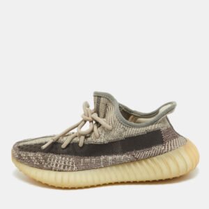 Yeezy x Adidas Brown/White Knit Fabric Boost 350 V2 Zyon Sneakers Size 39 1/3