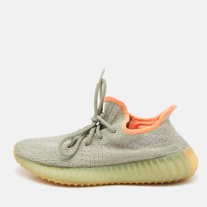 Yeezy x Adidas Grey Knit Fabric Boost 350-V2 Desert Sage Sneakers Size 38