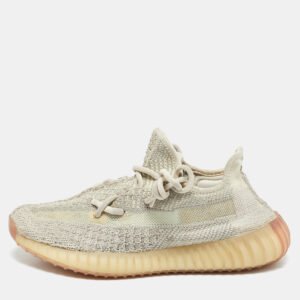 Yeezy x Adidas Beige Knit Fabric Boost 350 V2 Citrin Lace Up Sneakers Size 38