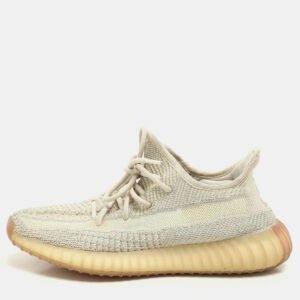 Yeezy x Adidas Beige Knit Fabric Boost 350 V2 "Citrin" Low Top Sneakers Size 39 1/3