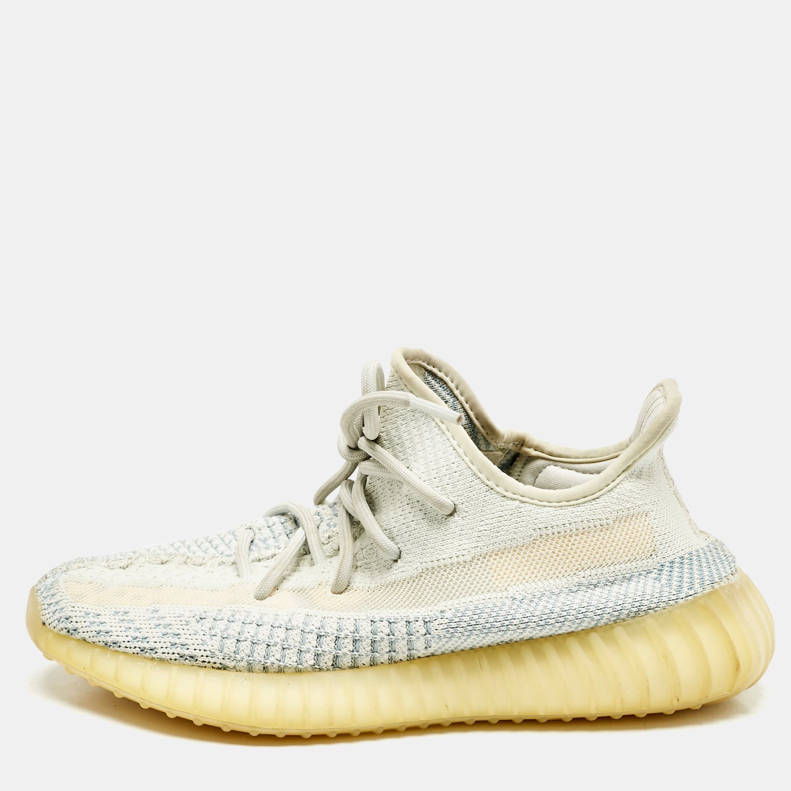 Yeezy x Adidas Blue/White Knit Fabric Boost 350 V2 Cloud White Non-Reflective Sneakers 39 1/3