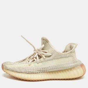 Yeezy x Adidas Beige Knit Fabric Boost 350 V2 "Citrin" Low Top Sneakers Size 39 1/3